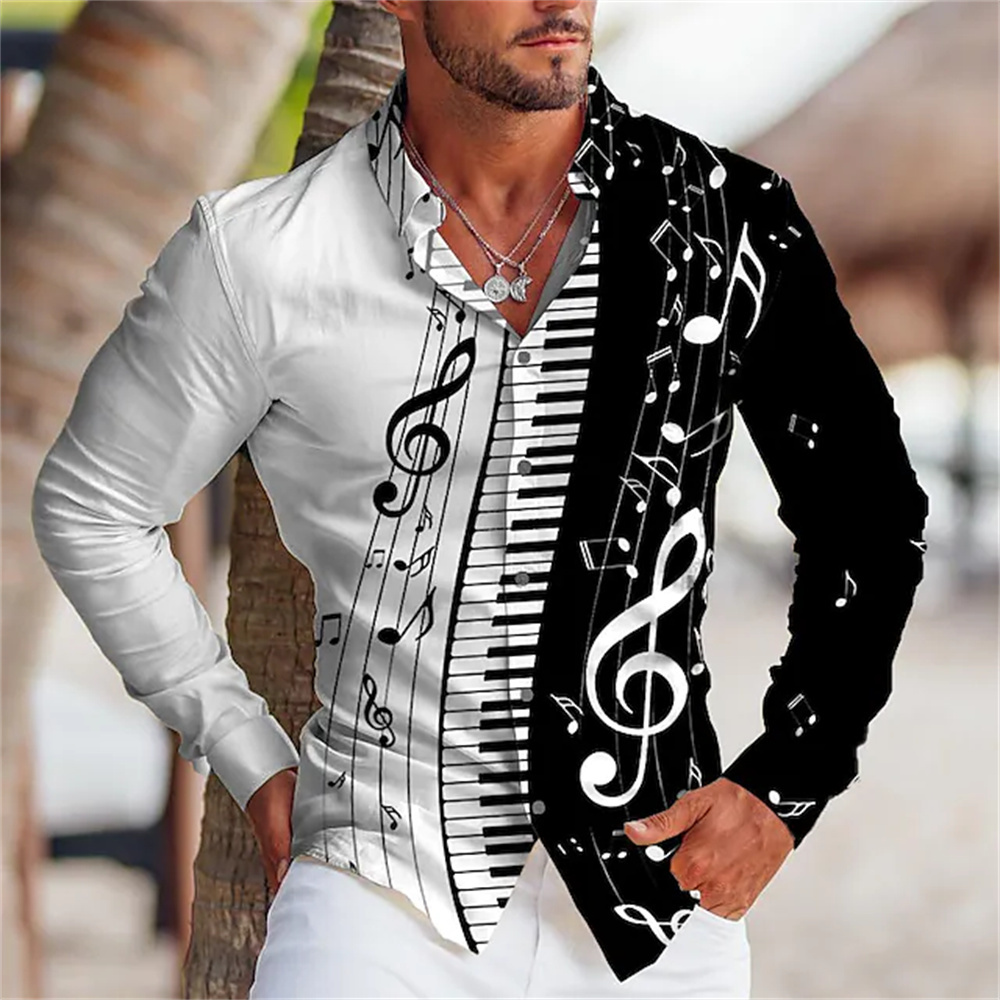 Musical Instrument Symbols - 2025 Summer Men's Long Sleeves Shirt
